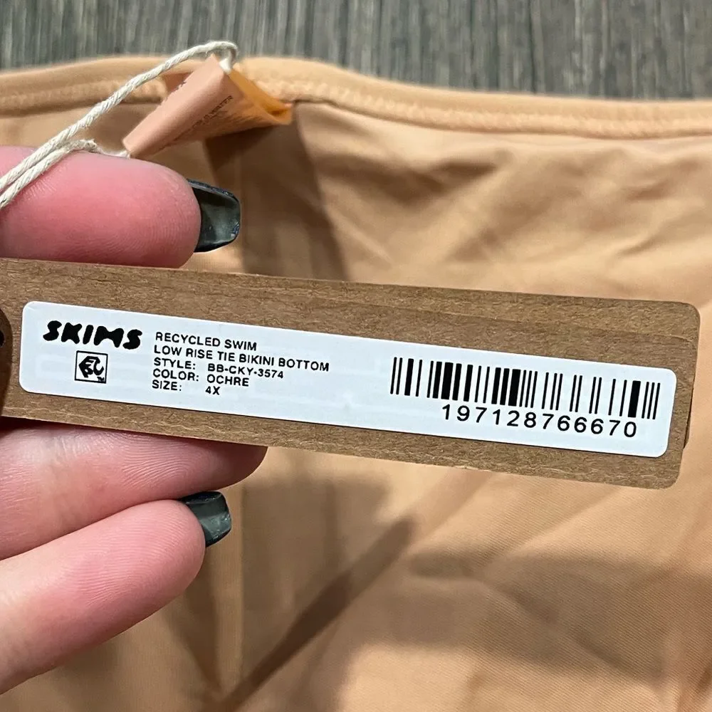 NWT Skims Recycled Swim Low Rise Tie Bikini Bottom Dipped Front Ochre Size 4X